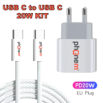 PHONEM 20W CHARGE KIT • ALIMENTATORE + CAVO USB-C + SIM REMOVER OEM